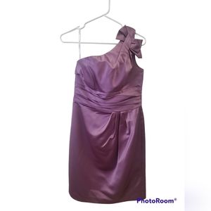 David's Bridal Bridesmaid One Shoulder Lavender Dress